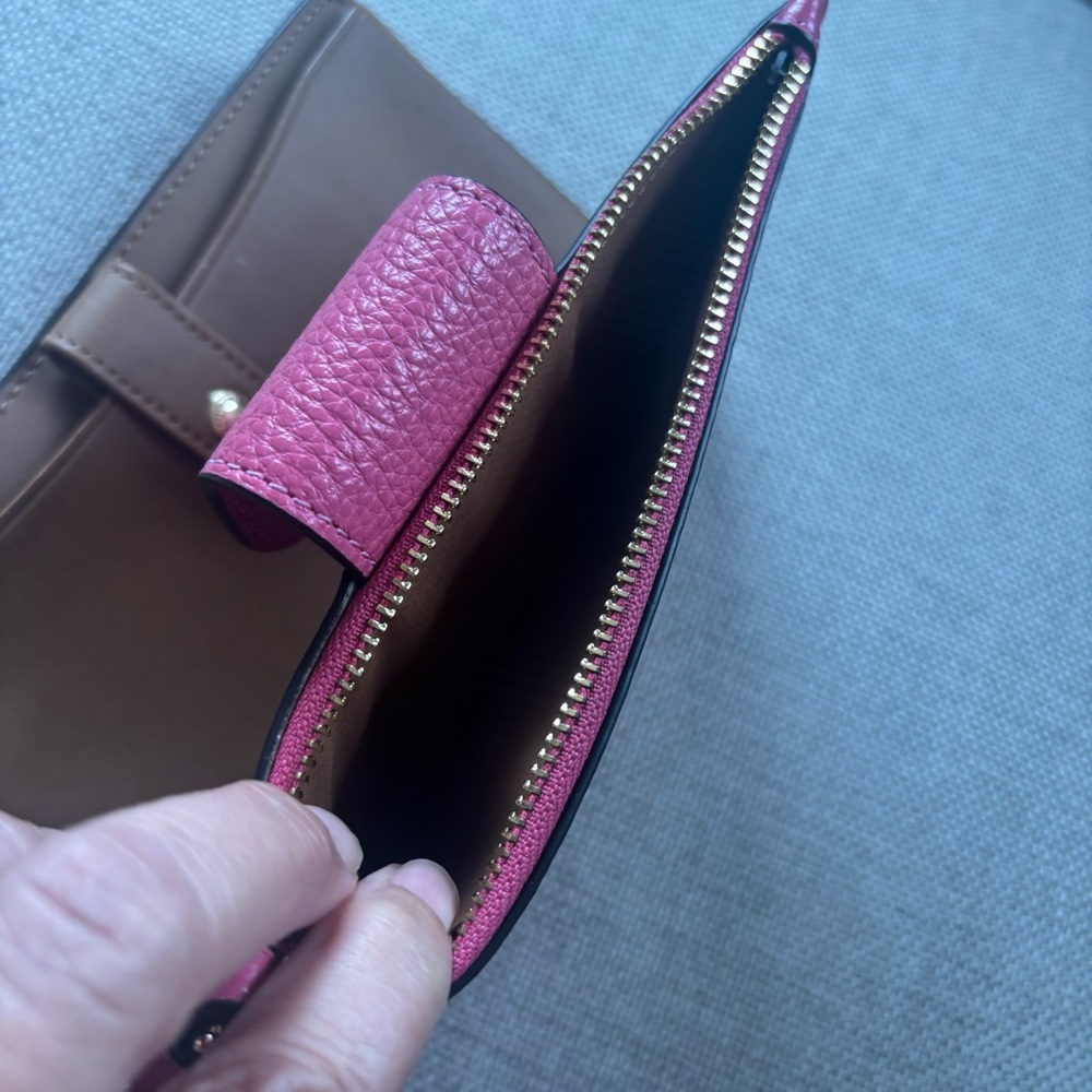 Coach Pink Leather Wristlet Wallet with Stripe Accents - Picture 10 of 11